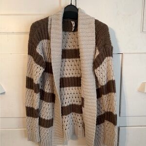 Aeropostale Brown and beige Striped Cardigan